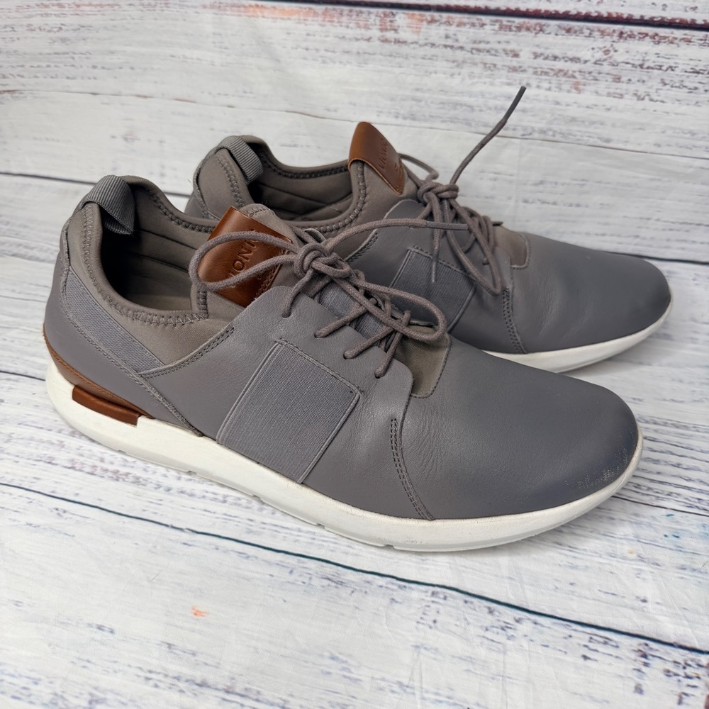 Vionic Men's Bond Caleb Gray Leather Sneakers Shoes Size 11.5